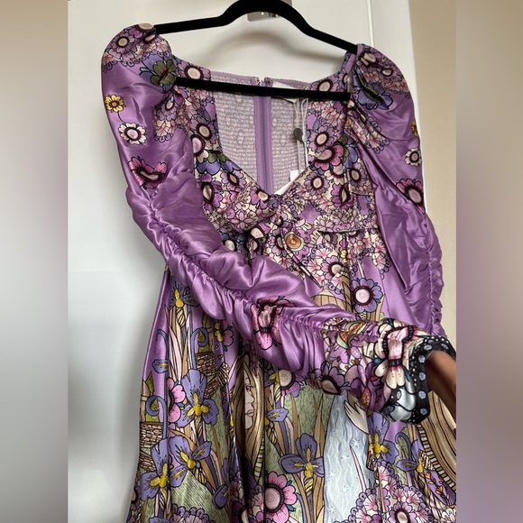 NWT Zimmermann Cosmic Twist Front Mini Dress Silk Purple Flare 0P (US2P) - Picture 14 of 16